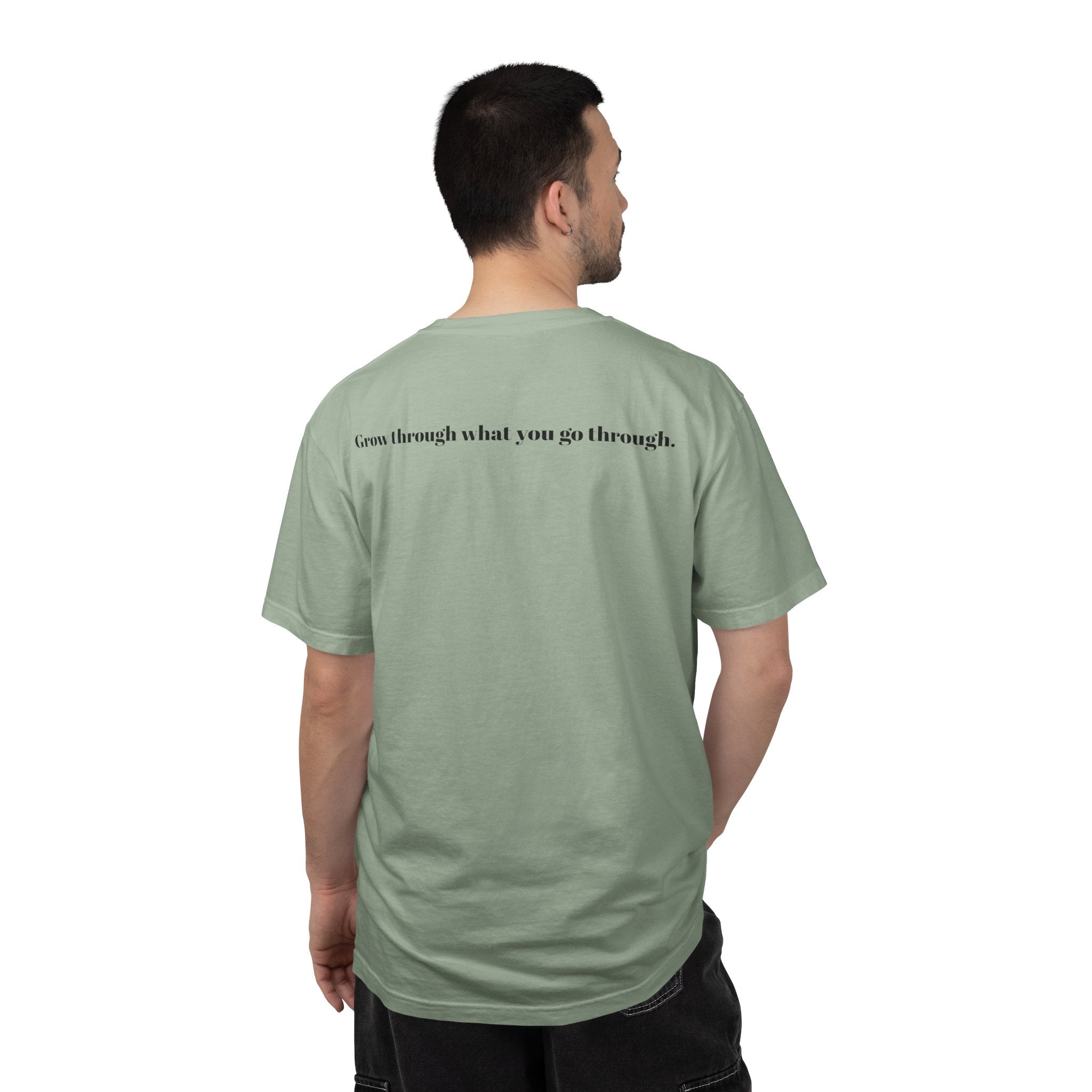 Plant Lover T-Shirt — Potted Plant Graphic with “Grow through what you go through.” Back Quote
