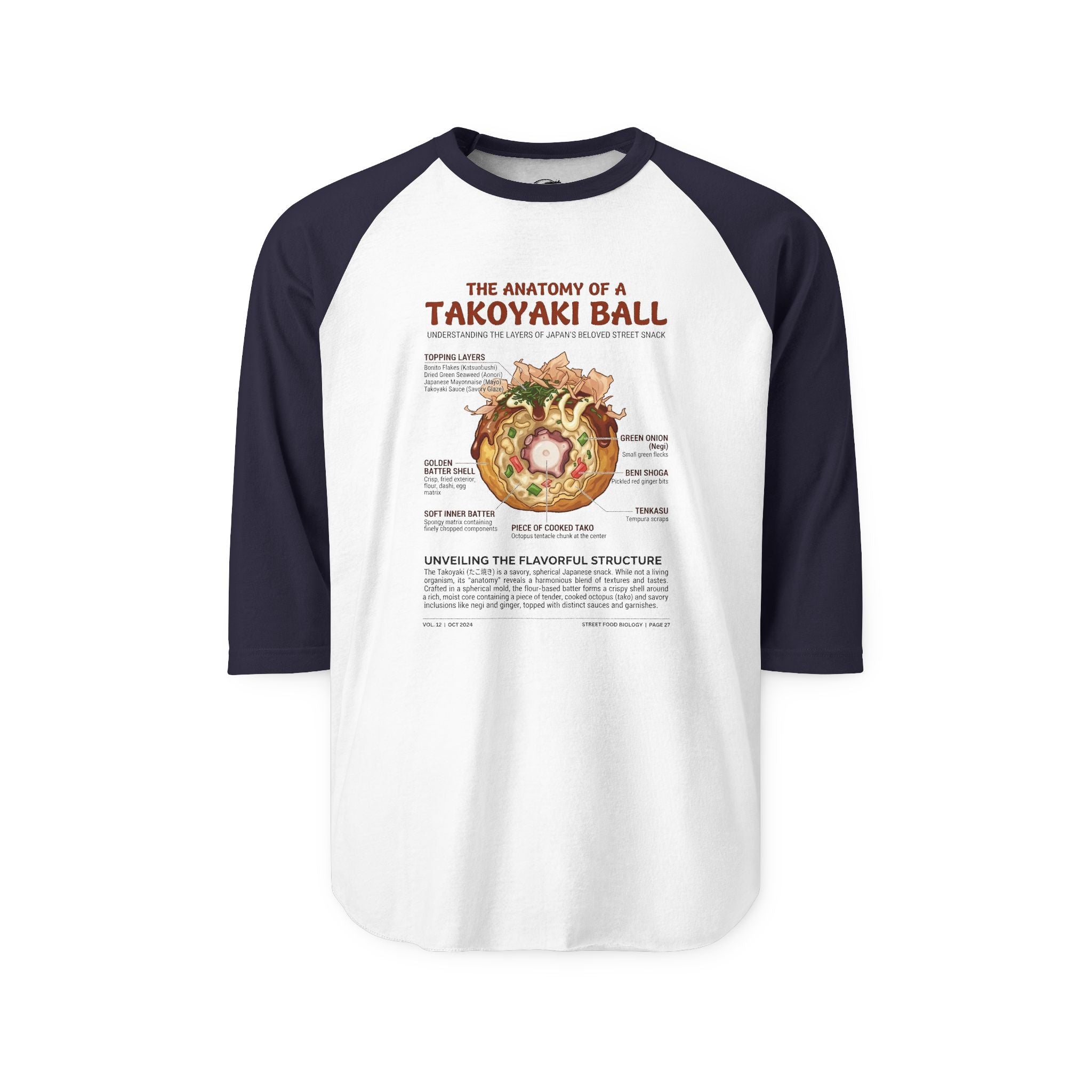 "Anatomy of a Takoyaki" Raglan Tee - Japanese Street Food Science Baseball Shirt