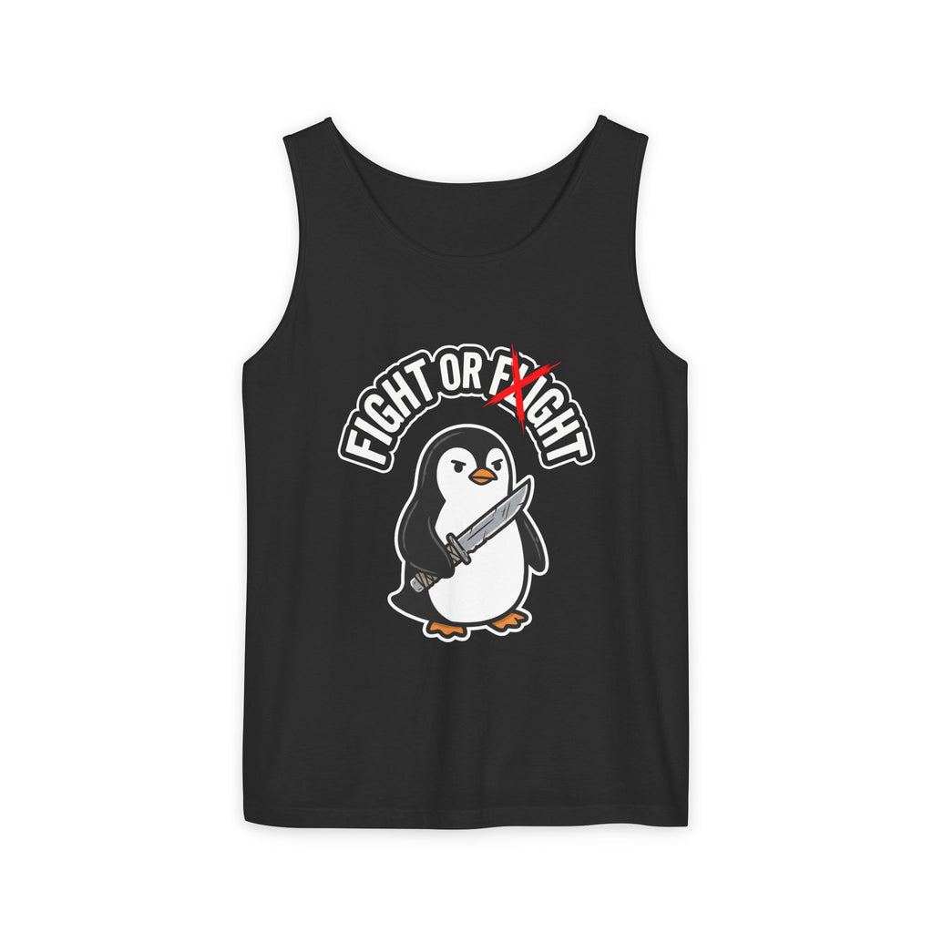 Penguin 'Fight or Flight' Tank Top – Cute Knife-Wielding Penguin Graphic Tank