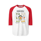 "Anatomy of a Sushi Roll" Raglan Tee - Vintage Japanese Science Baseball Shirt