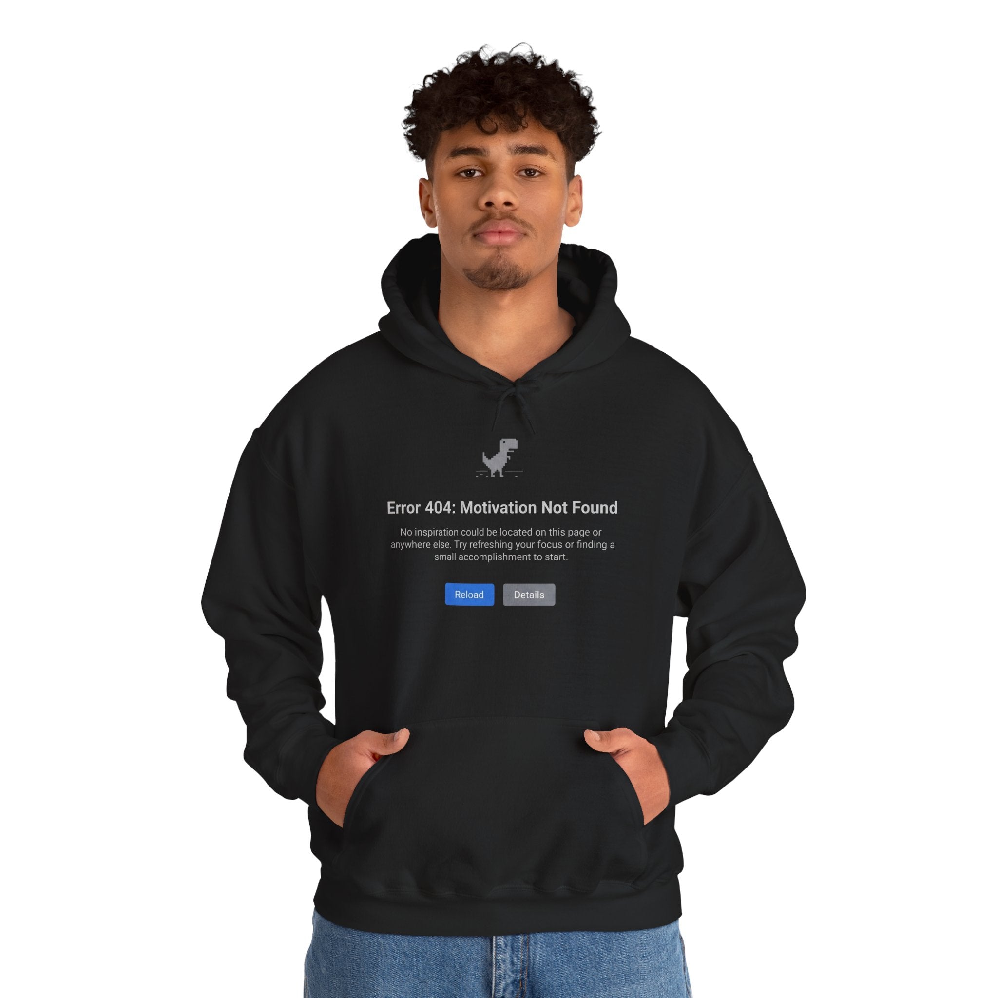 Hoodie — "Error 404: Motivation Not Found" Funny Tech Programmer Pullover
