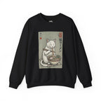 "Late Night Noodle Cat" Ukiyo-e Sweatshirt | Core Culture Japanese Tee
