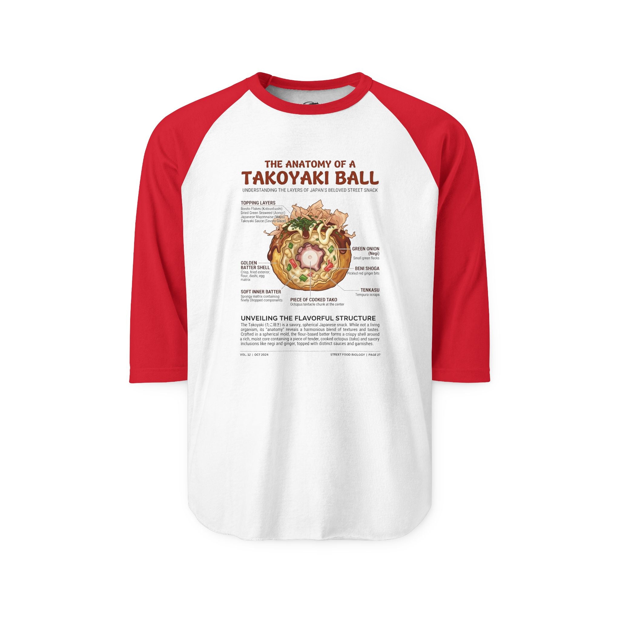 "Anatomy of a Takoyaki" Raglan Tee - Japanese Street Food Science Baseball Shirt