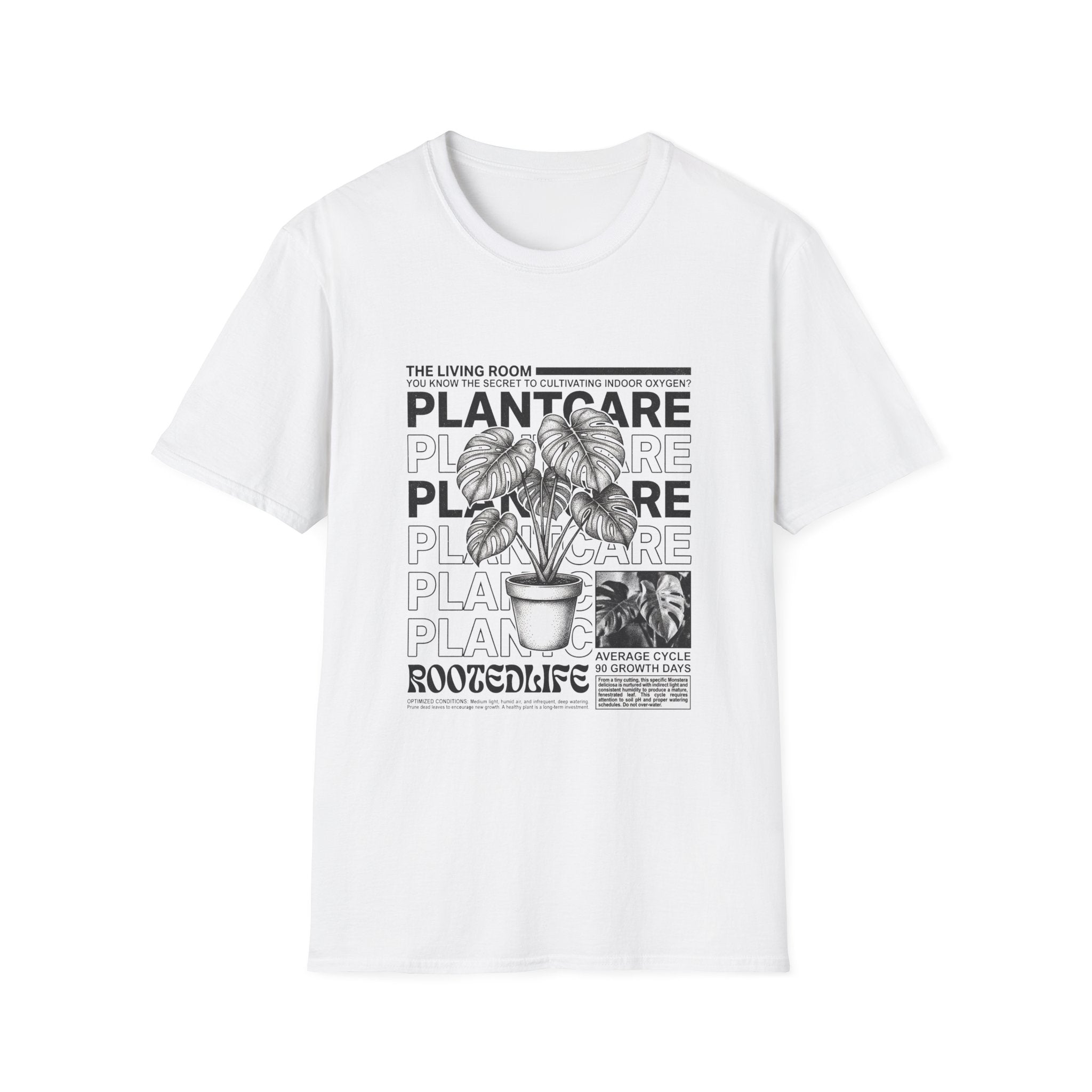 "Plant Care" Crewneck T-Shirt  — 'Magazine styled' Graphic