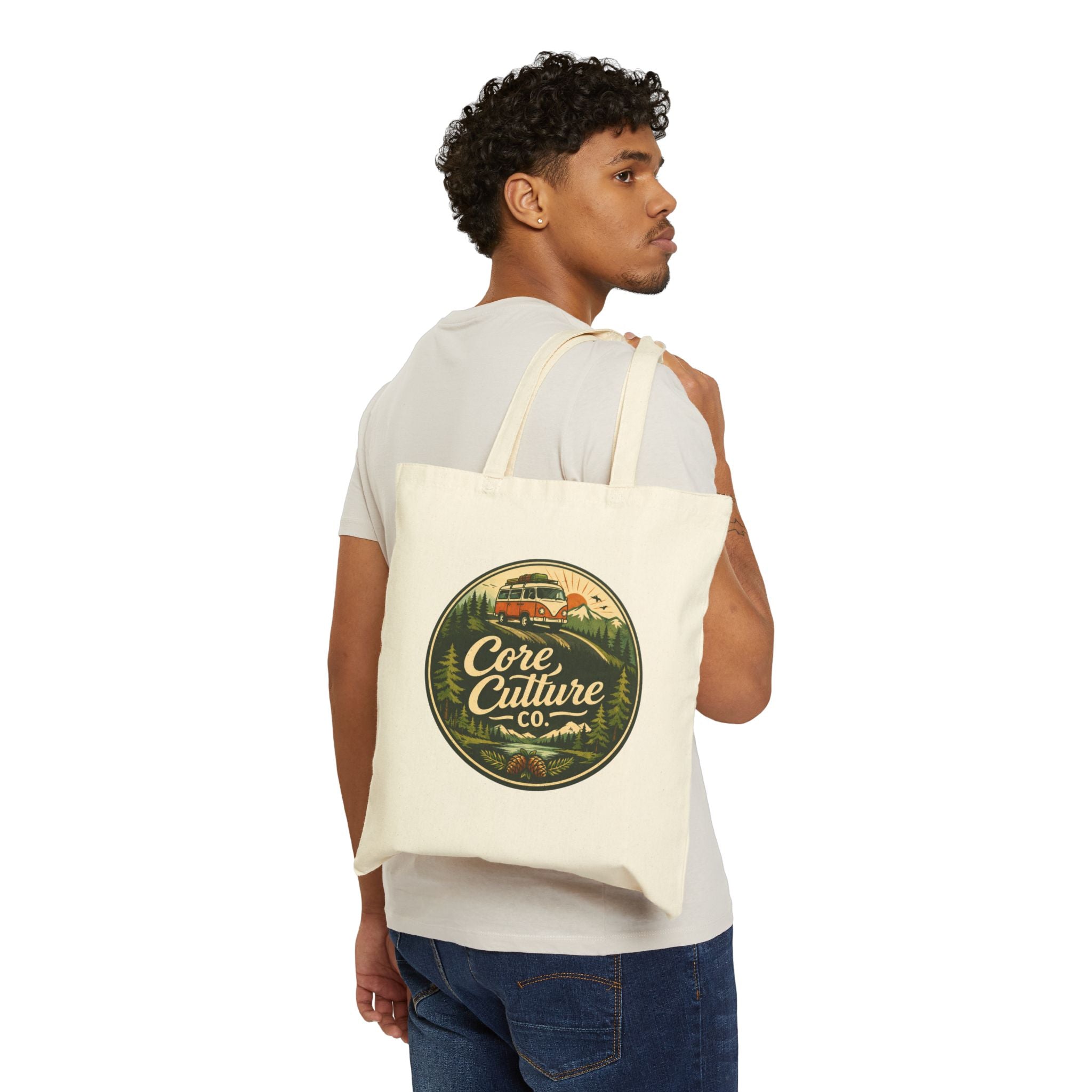 Core Culture Co. Vintage Camper Canvas Tote Bag – Eco-Friendly Outdoor Market Bag