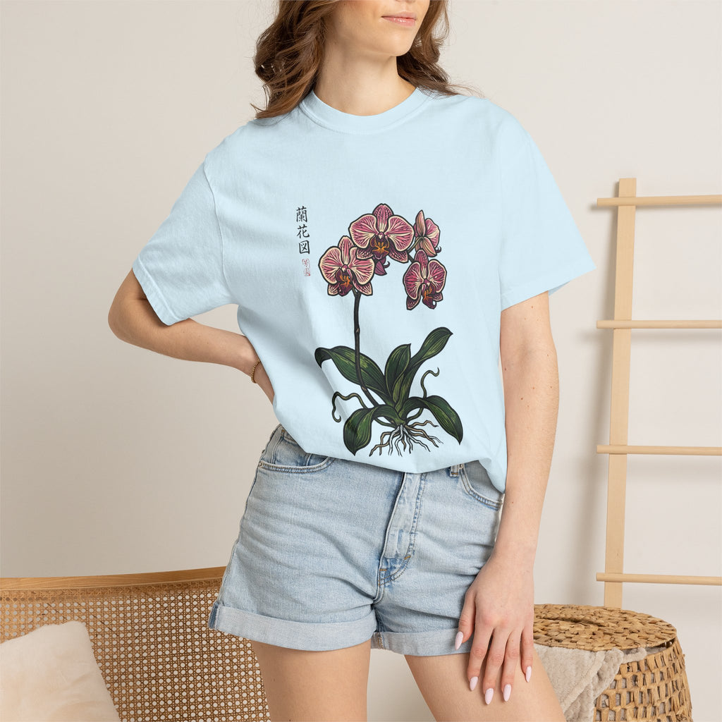 Orchid Botanical T-Shirt — Vintage Asian Floral Illustration