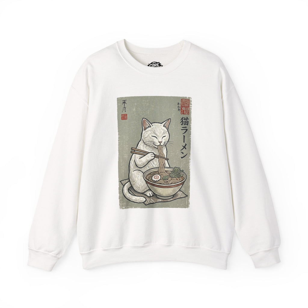 "Late Night Noodle Cat" Ukiyo-e Sweatshirt | Core Culture Japanese Tee