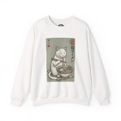 "Late Night Noodle Cat" Ukiyo-e Sweatshirt | Core Culture Japanese Tee