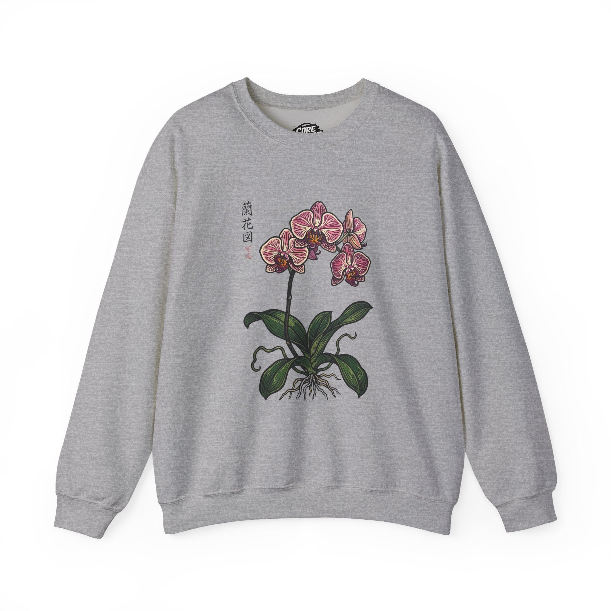 Botanical Orchid Graphic Sweatshirt | Japanese Aesthetics Streetwear Crewneck