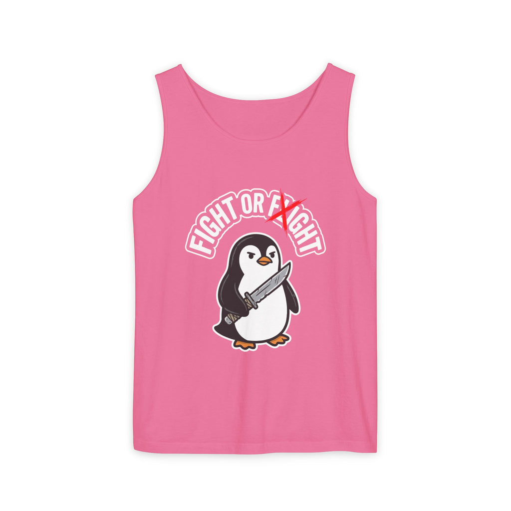 Penguin 'Fight or Flight' Tank Top – Cute Knife-Wielding Penguin Graphic Tank