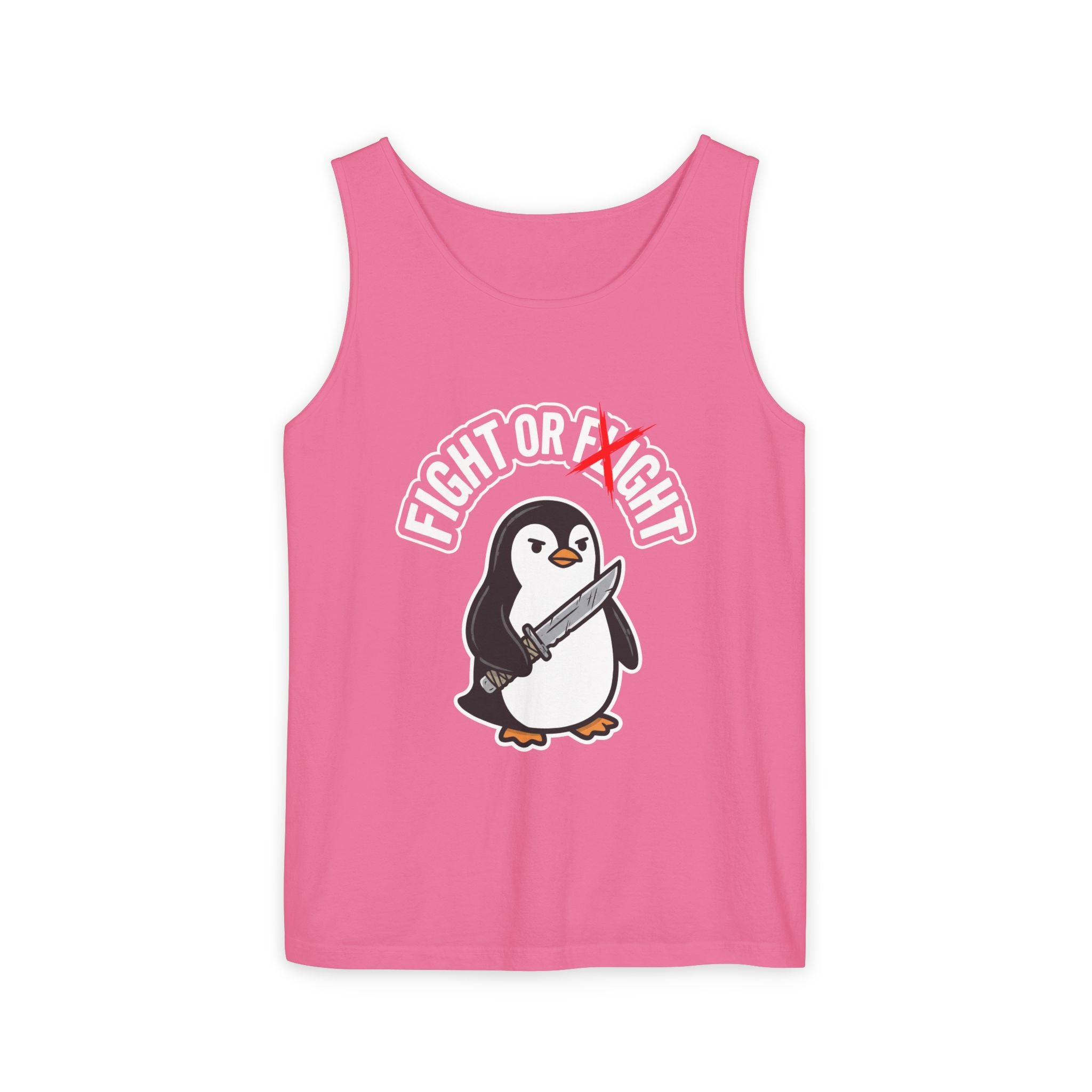 Penguin 'Fight or Flight' Tank Top – Cute Knife-Wielding Penguin Graphic Tank