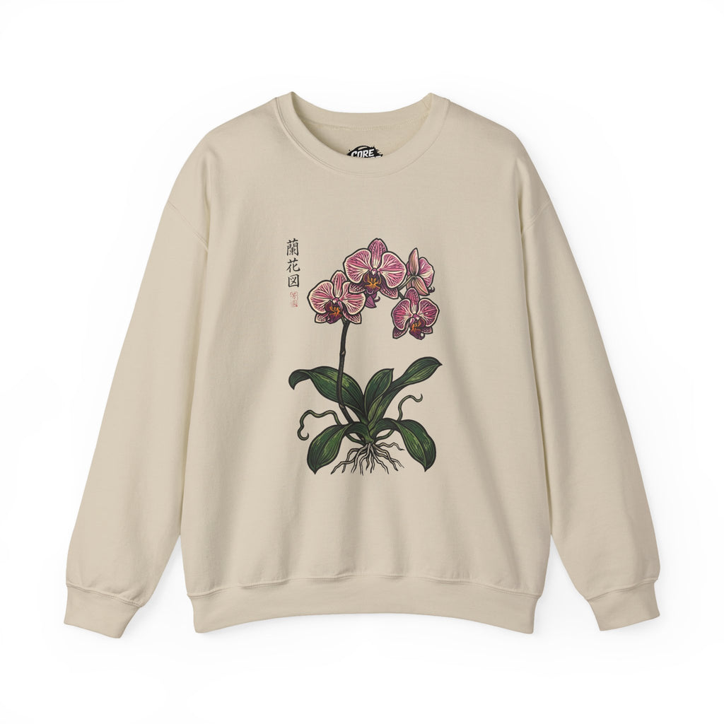 Botanical Orchid Graphic Sweatshirt | Japanese Aesthetics Streetwear Crewneck