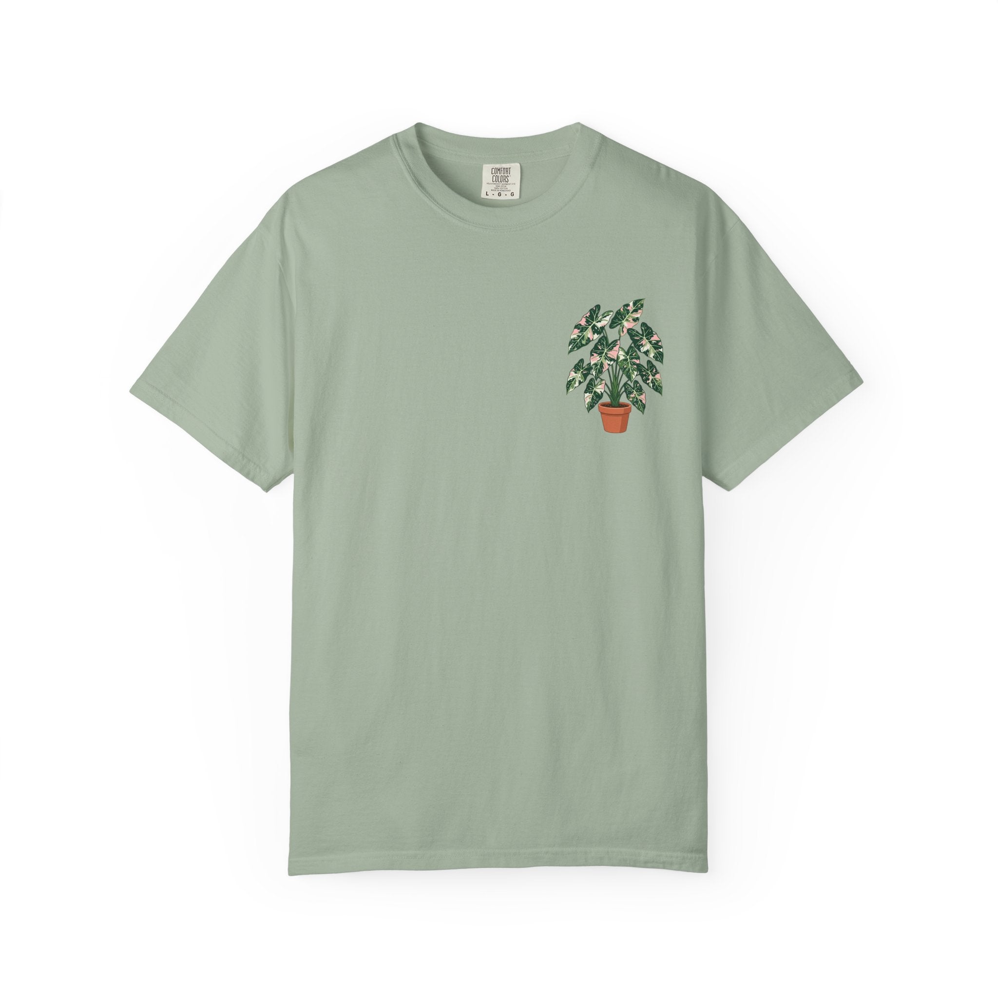 Plant Lover T-Shirt — Potted Plant Graphic with “Grow through what you go through.” Back Quote