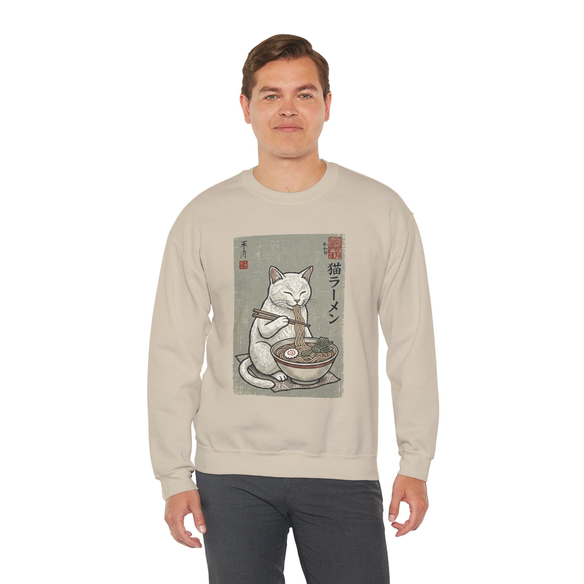 "Late Night Noodle Cat" Ukiyo-e Sweatshirt | Core Culture Japanese Tee