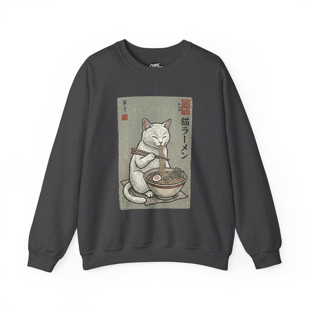 "Late Night Noodle Cat" Ukiyo-e Sweatshirt | Core Culture Japanese Tee
