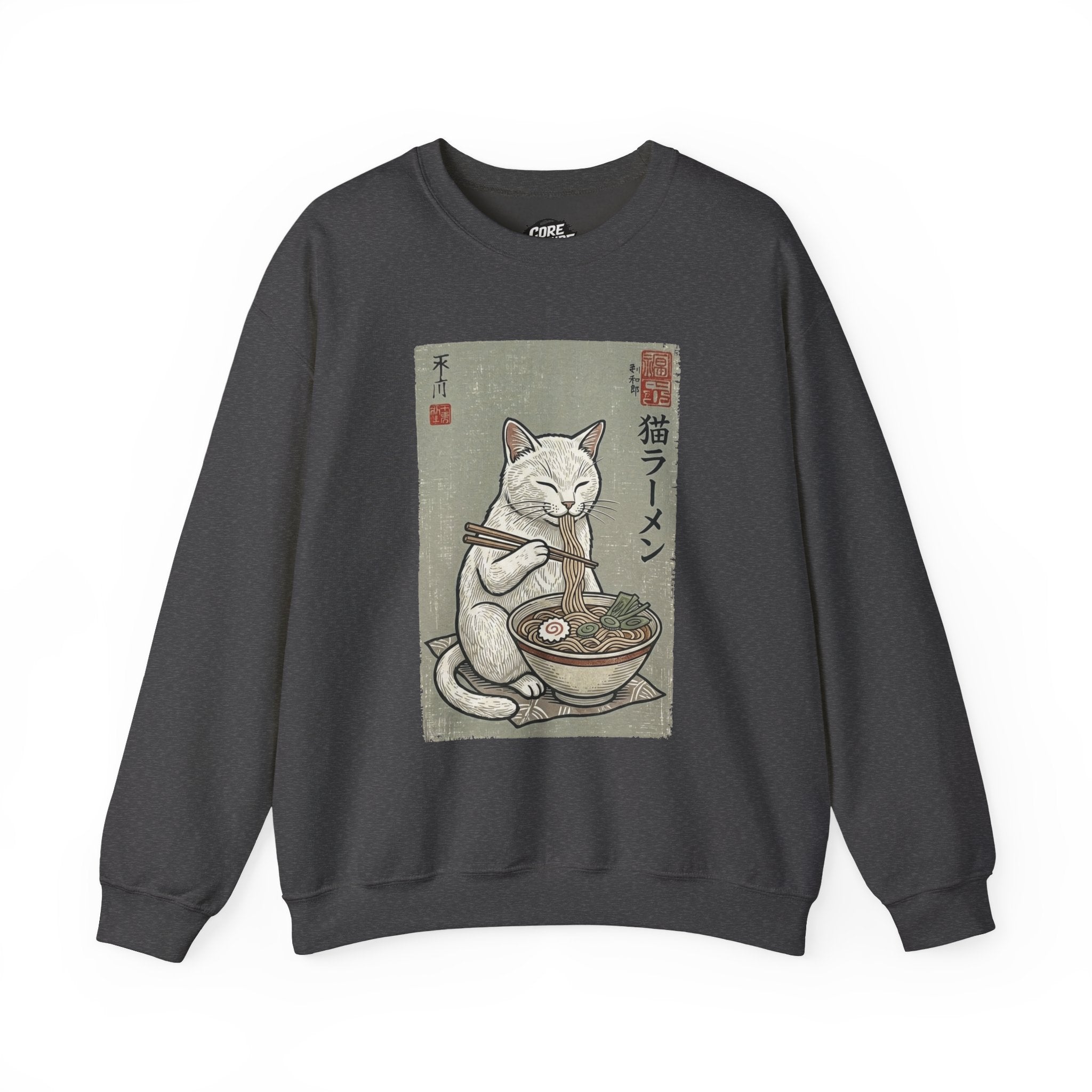 "Late Night Noodle Cat" Ukiyo-e Sweatshirt | Core Culture Japanese Tee