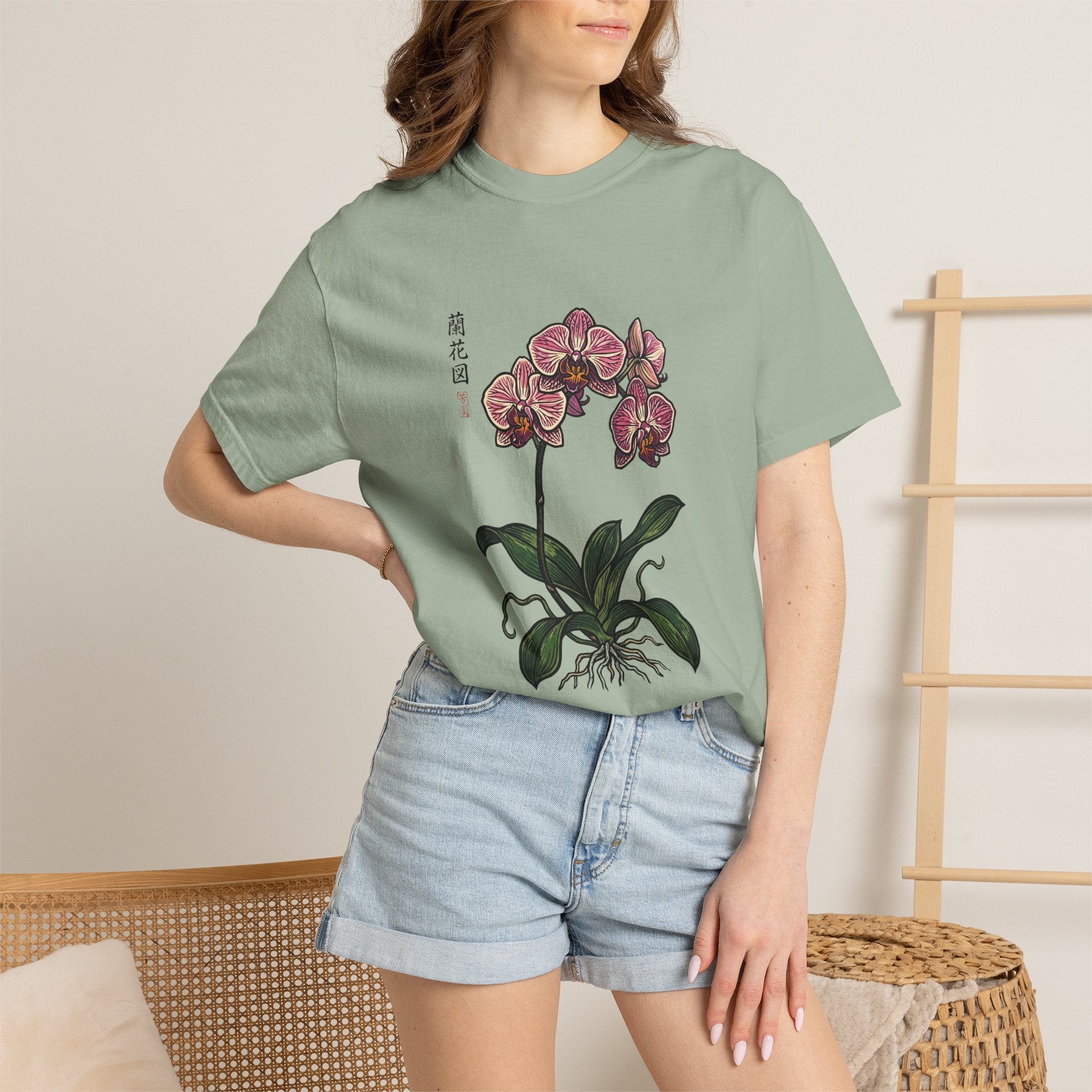 Orchid Botanical T-Shirt — Vintage Asian Floral Illustration