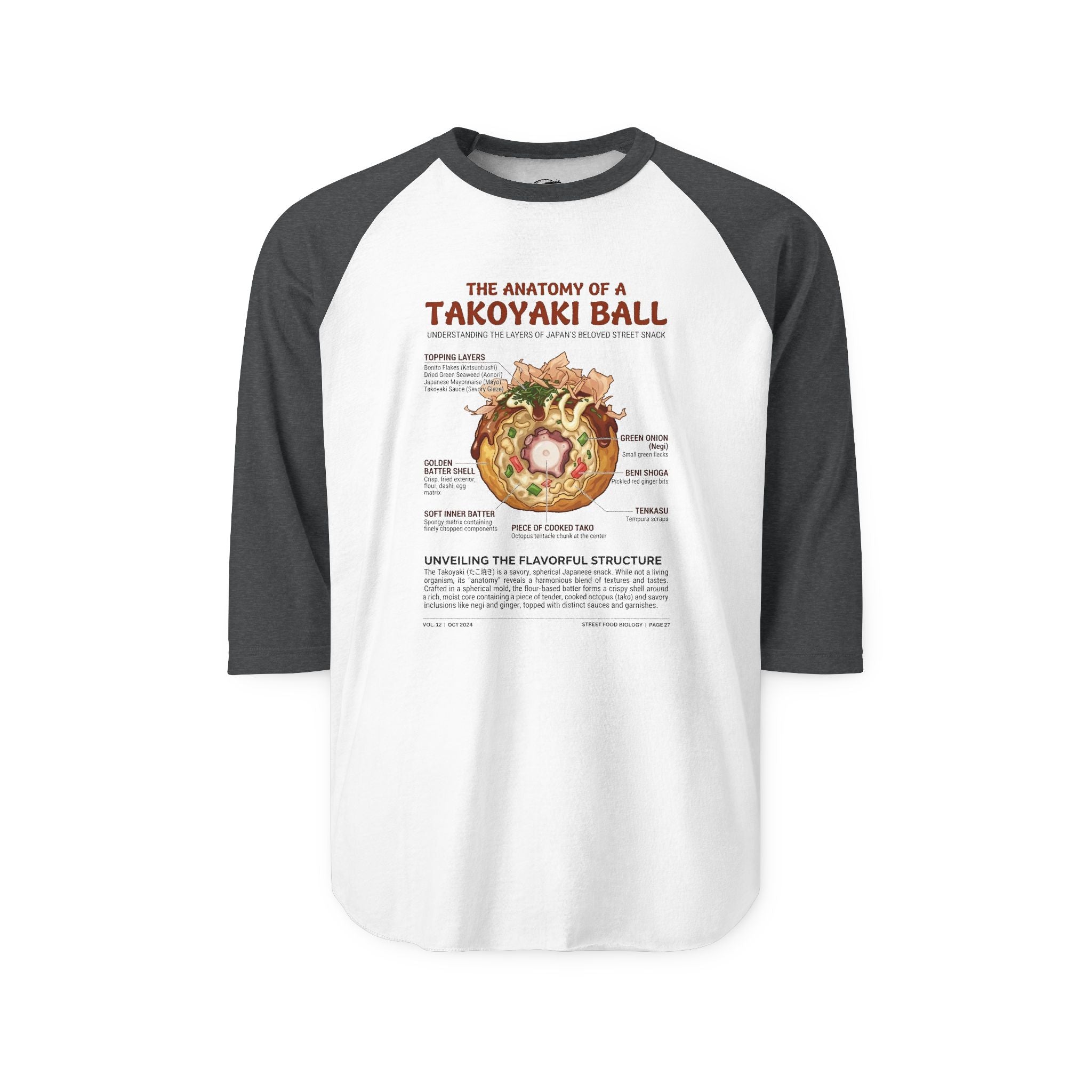 "Anatomy of a Takoyaki" Raglan Tee - Japanese Street Food Science Baseball Shirt