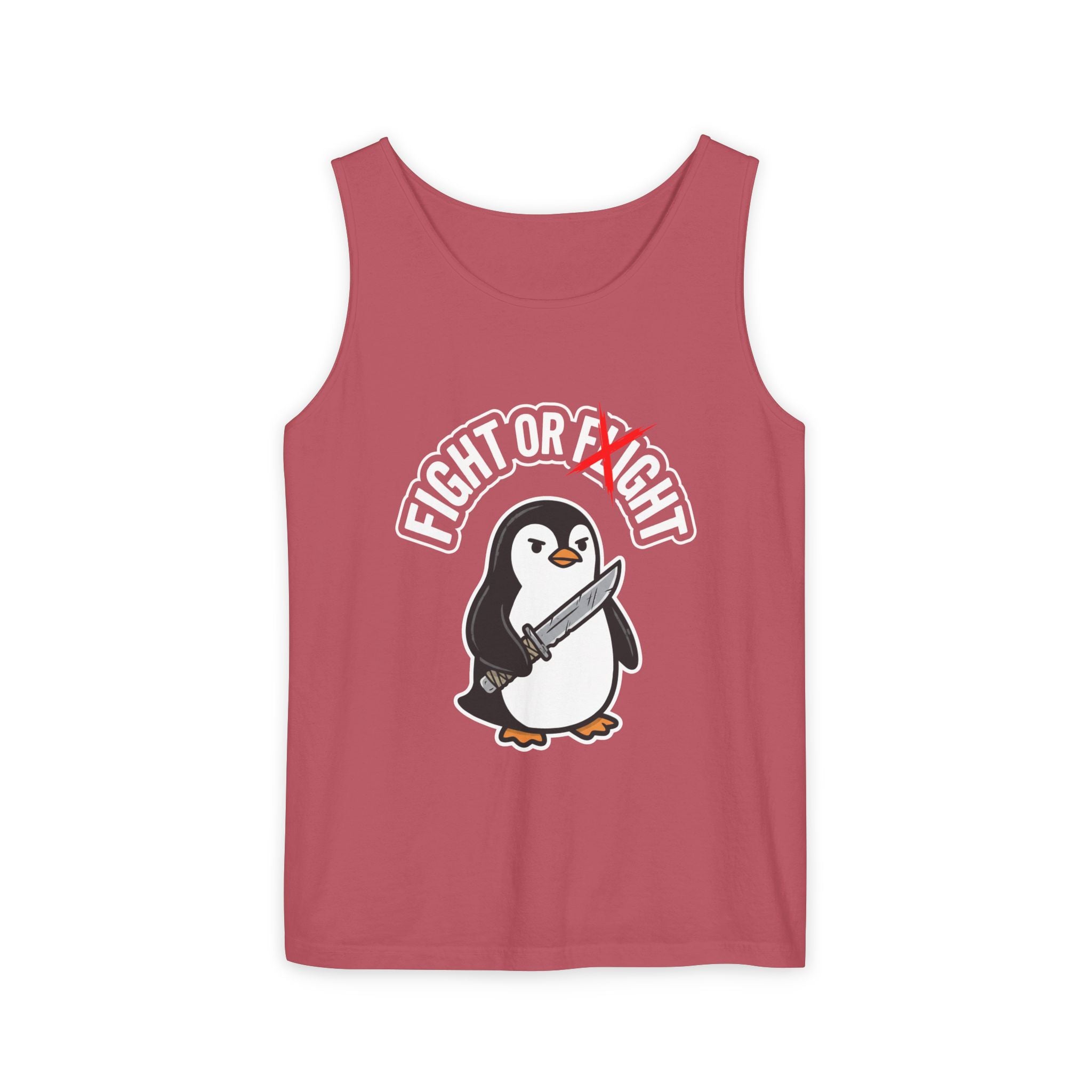 Penguin 'Fight or Flight' Tank Top – Cute Knife-Wielding Penguin Graphic Tank