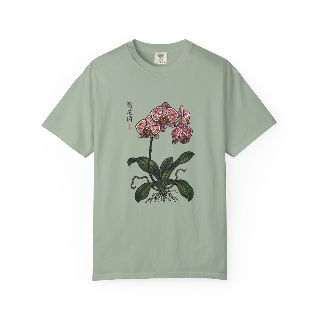 Orchid Botanical T-Shirt — Vintage Asian Floral Illustration
