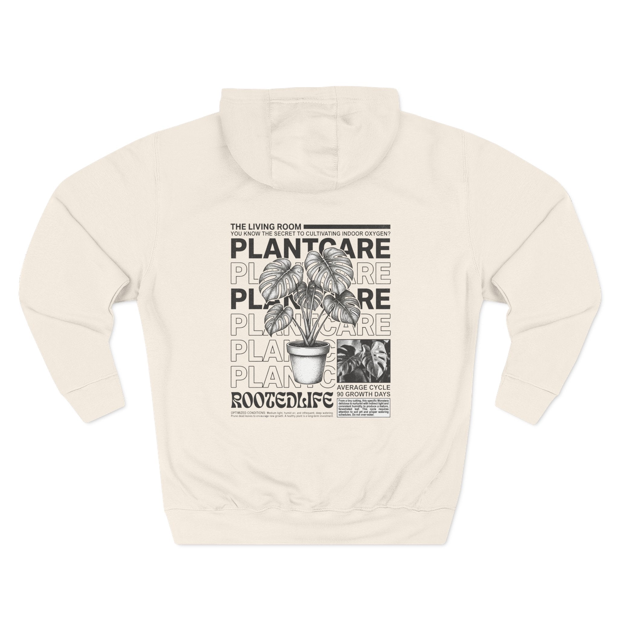 "Plant Care" Drawstring Hoodie — 'Magazine styled' Graphic