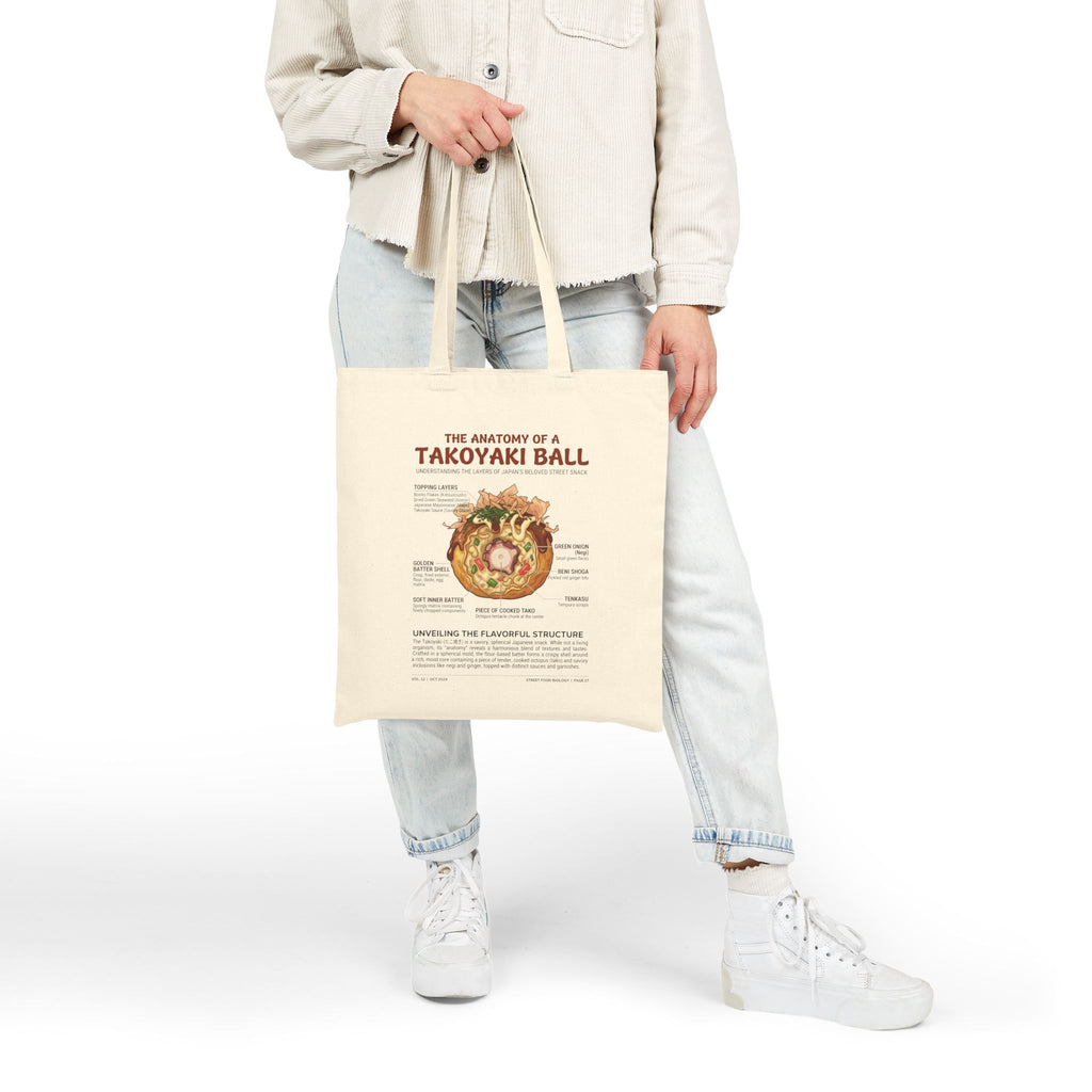 "Anatomy of a Takoyaki" Tote Bag | Foodie Streetwear Canvas Bag