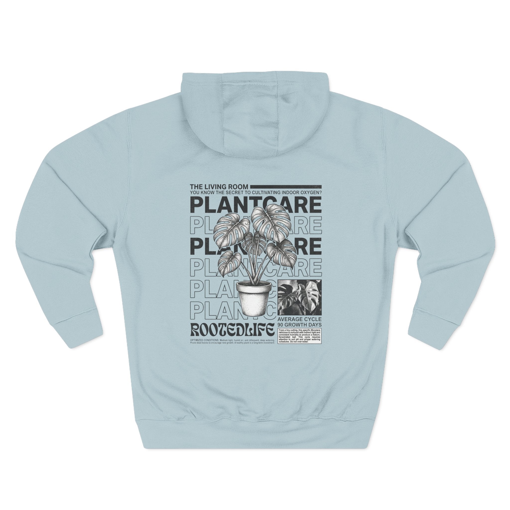"Plant Care" Drawstring Hoodie — 'Magazine styled' Graphic