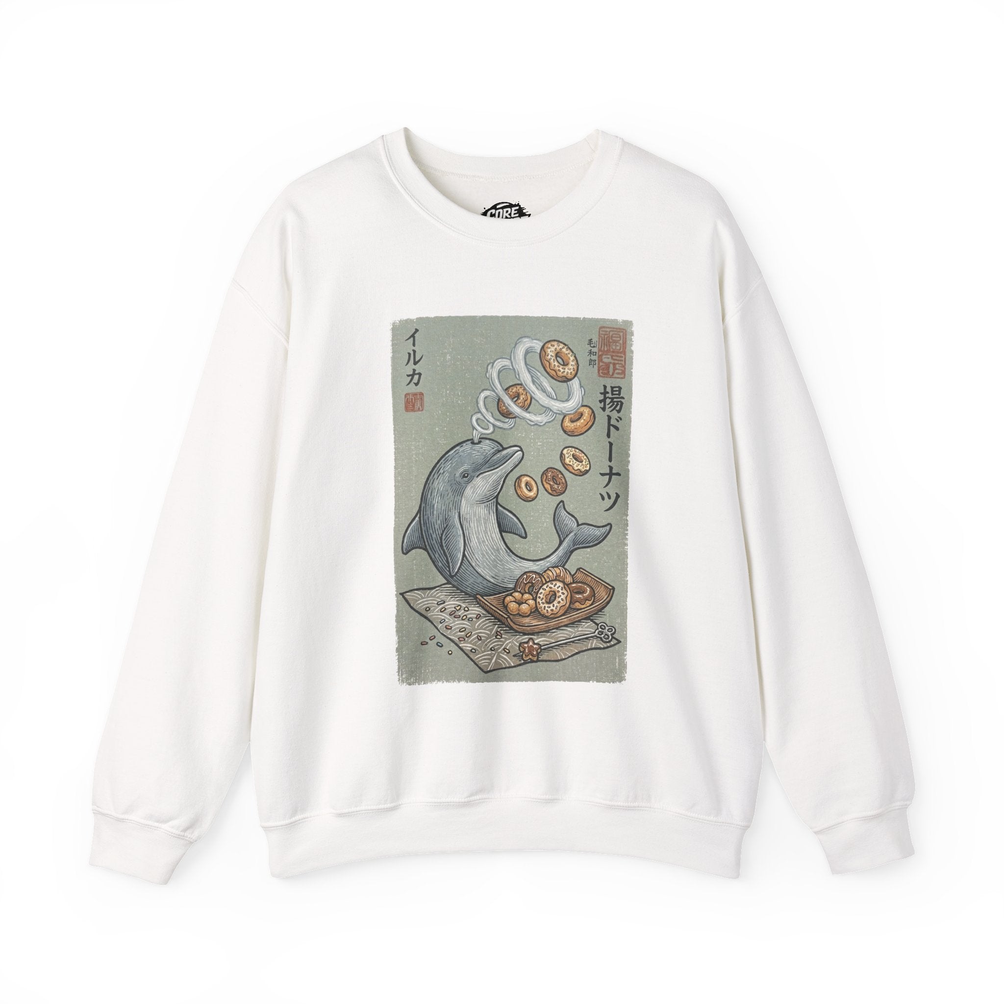 Dolphin & Doughnuts Ukiyo-e Sweatshirt | Ironic Japanese Art Streetwear