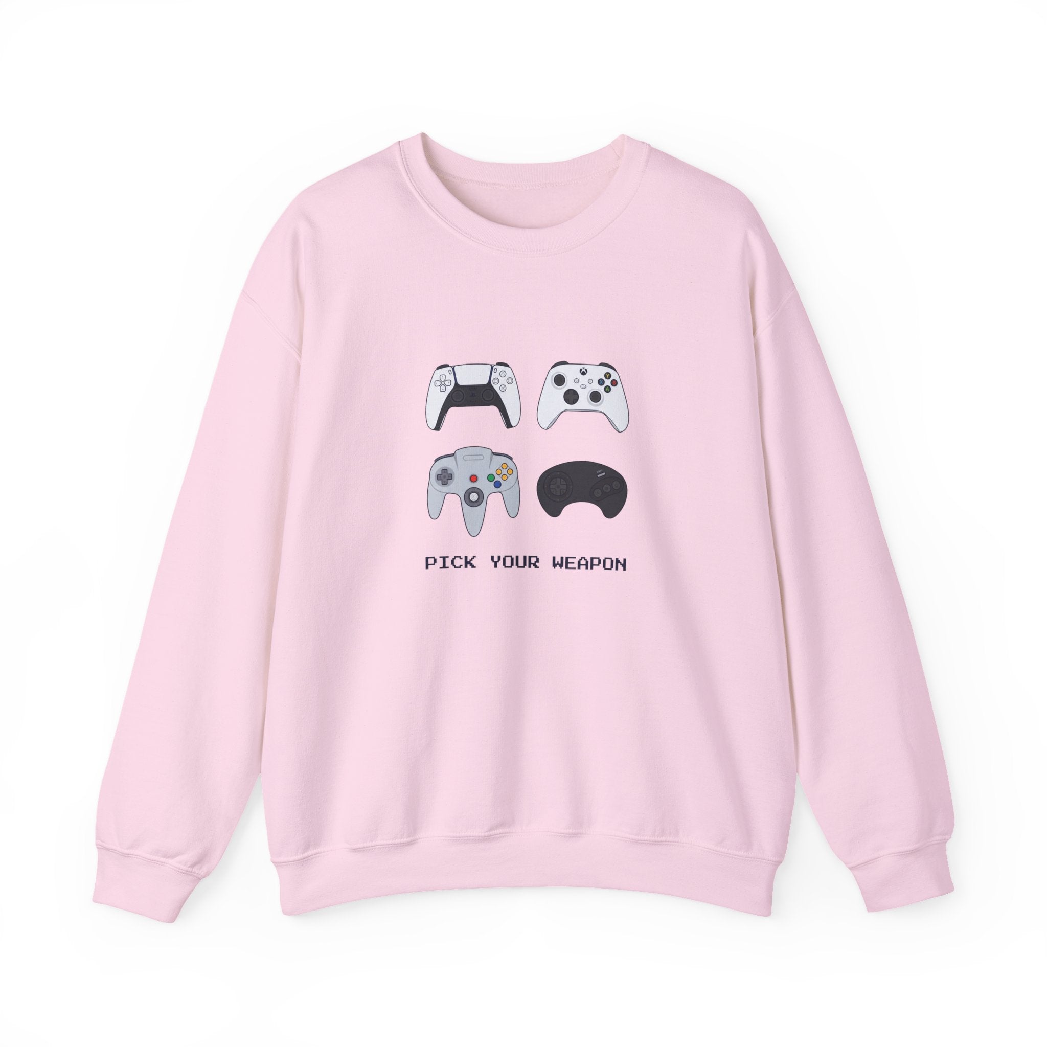 Gaming Controllers Crewneck Sweatshirt — "Pick Your Weapon" Gamer Pullover