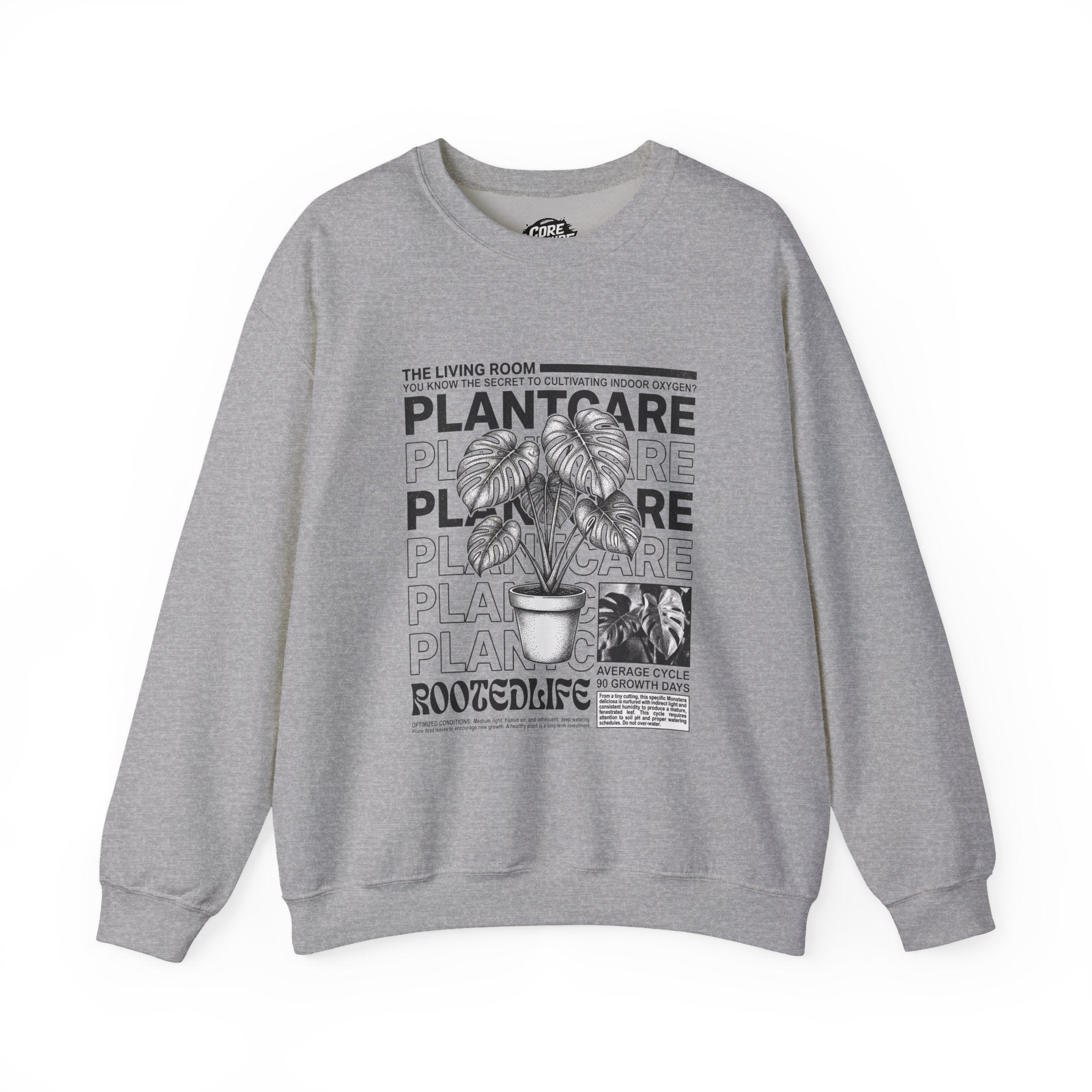 Plant Care Crewneck Sweatshirt — 'Magazine styled' Graphic