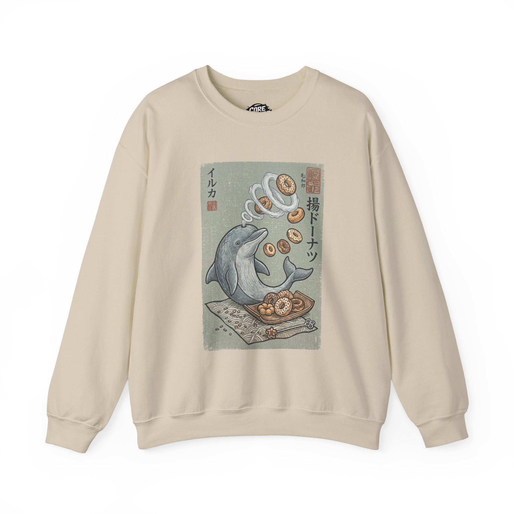 Dolphin & Doughnuts Ukiyo-e Sweatshirt | Ironic Japanese Art Streetwear