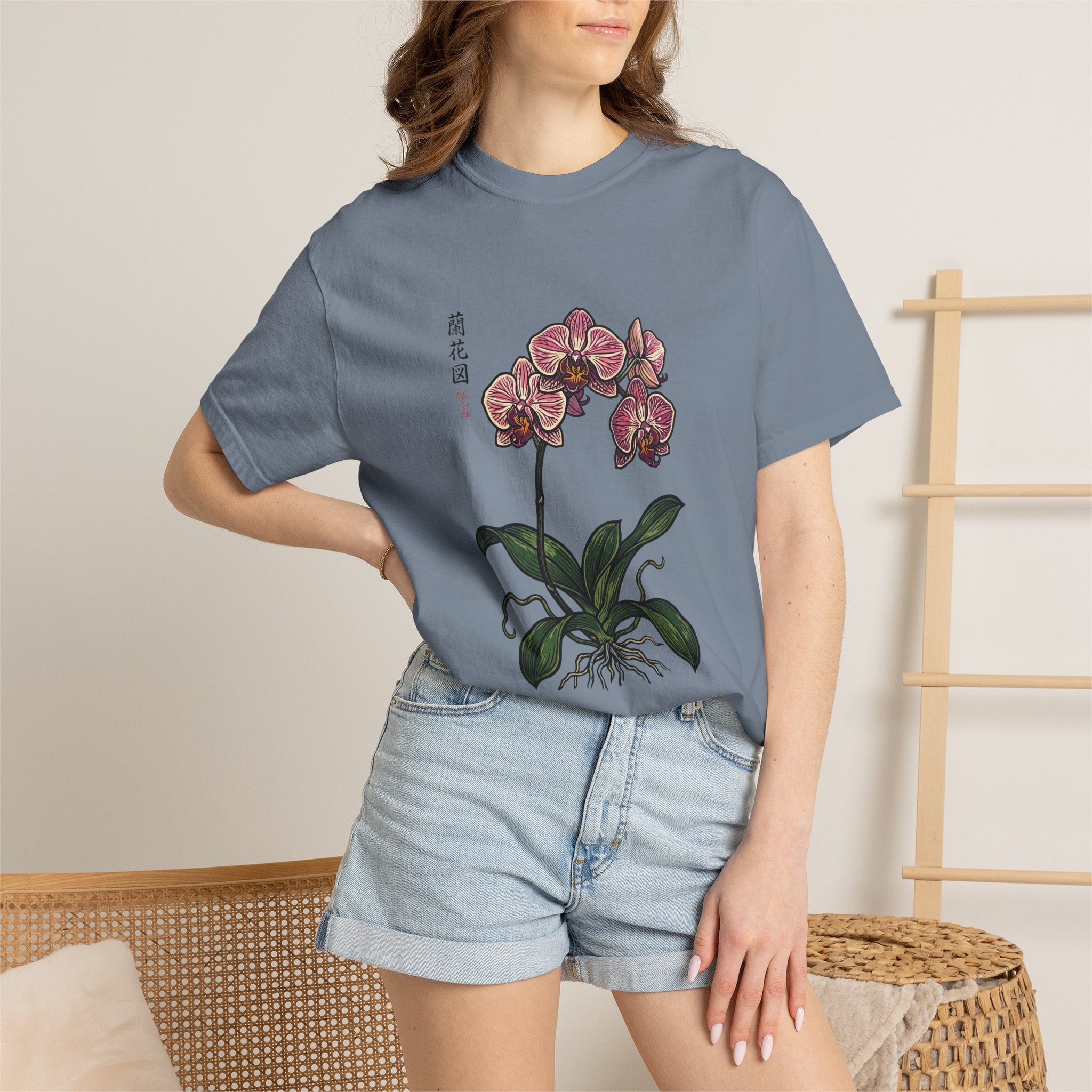 Orchid Botanical T-Shirt — Vintage Asian Floral Illustration