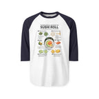 "Anatomy of a Sushi Roll" Raglan Tee - Vintage Japanese Science Baseball Shirt
