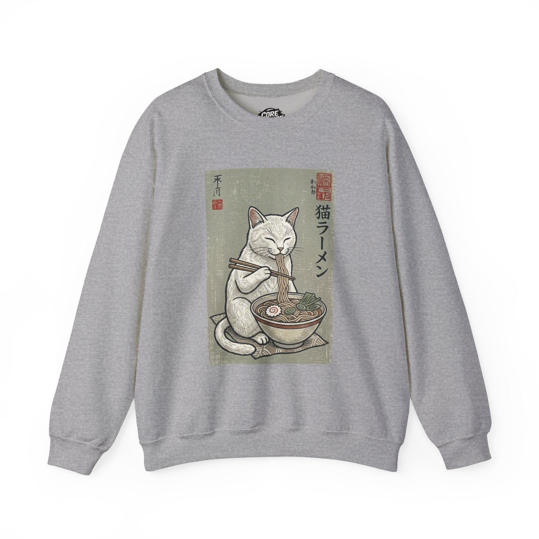 "Late Night Noodle Cat" Ukiyo-e Sweatshirt | Core Culture Japanese Tee