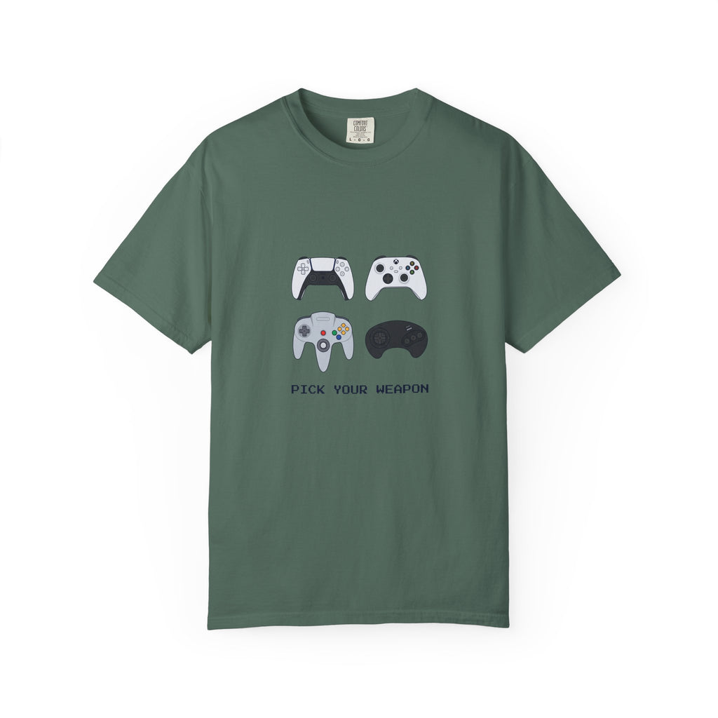 Gaming Controllers T-Shirt — "Pick Your Weapon" Retro Gamer Tee