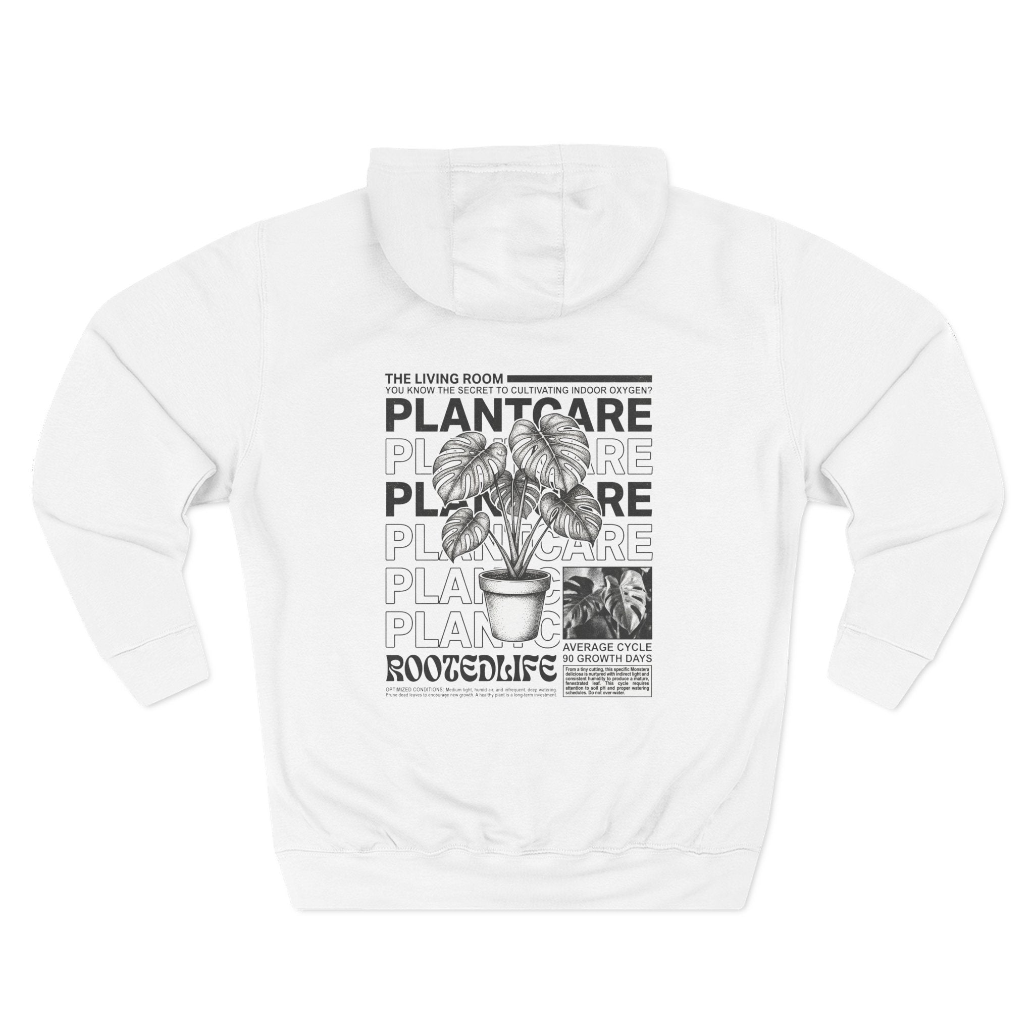 "Plant Care" Drawstring Hoodie — 'Magazine styled' Graphic