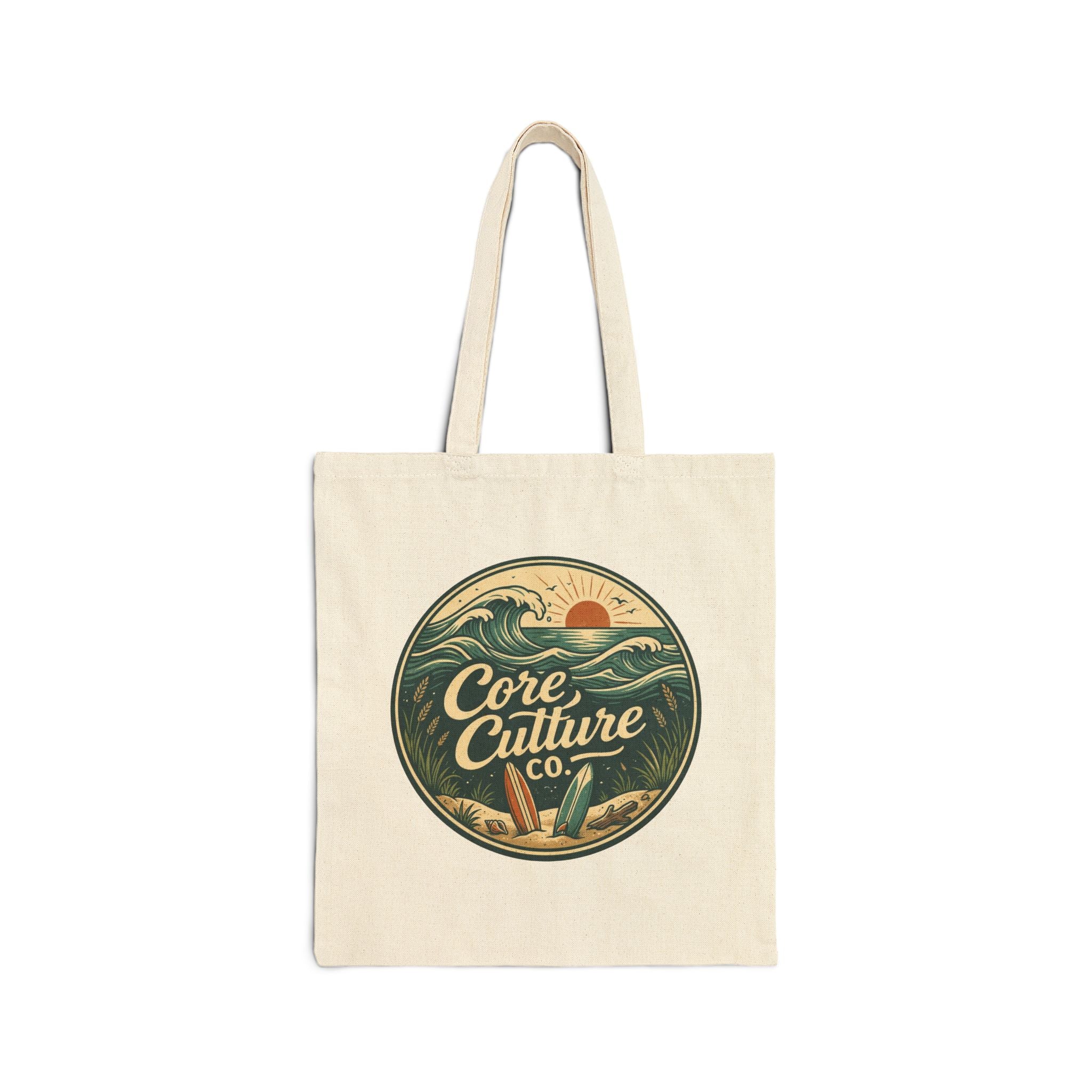 Surf Vintage Tote Bag - "Core Culture Co." Canvas Beach Market Bag