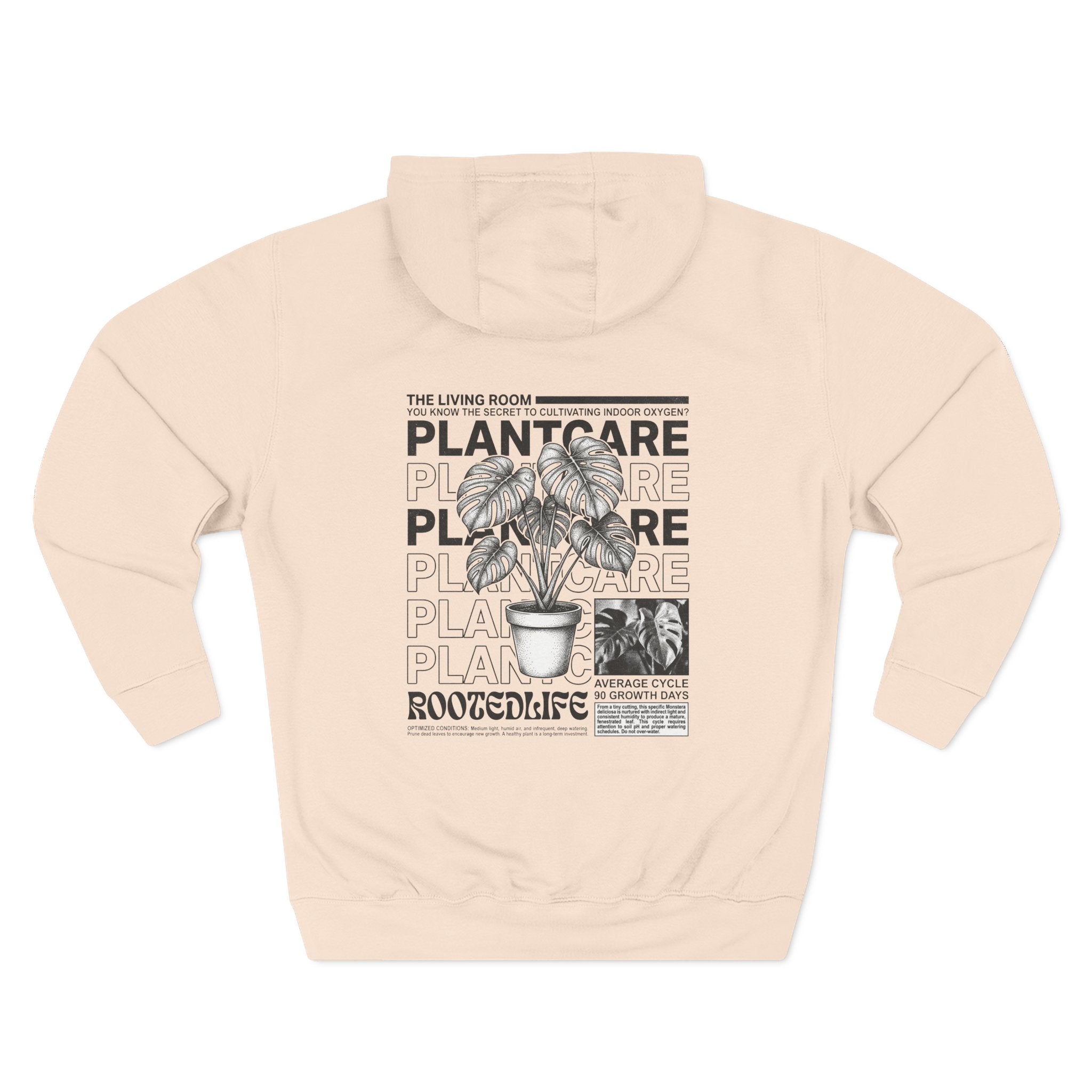 "Plant Care" Drawstring Hoodie — 'Magazine styled' Graphic