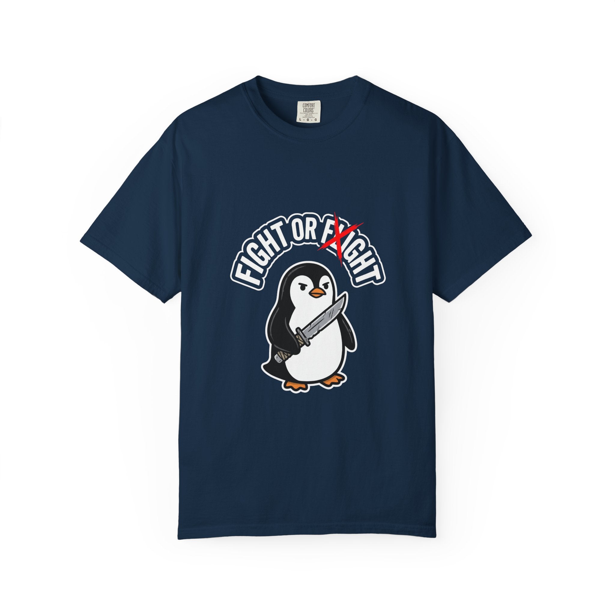 Fight or Flight Penguin T-Shirt — Cute Knife-Wielding Penguin Graphic Tee