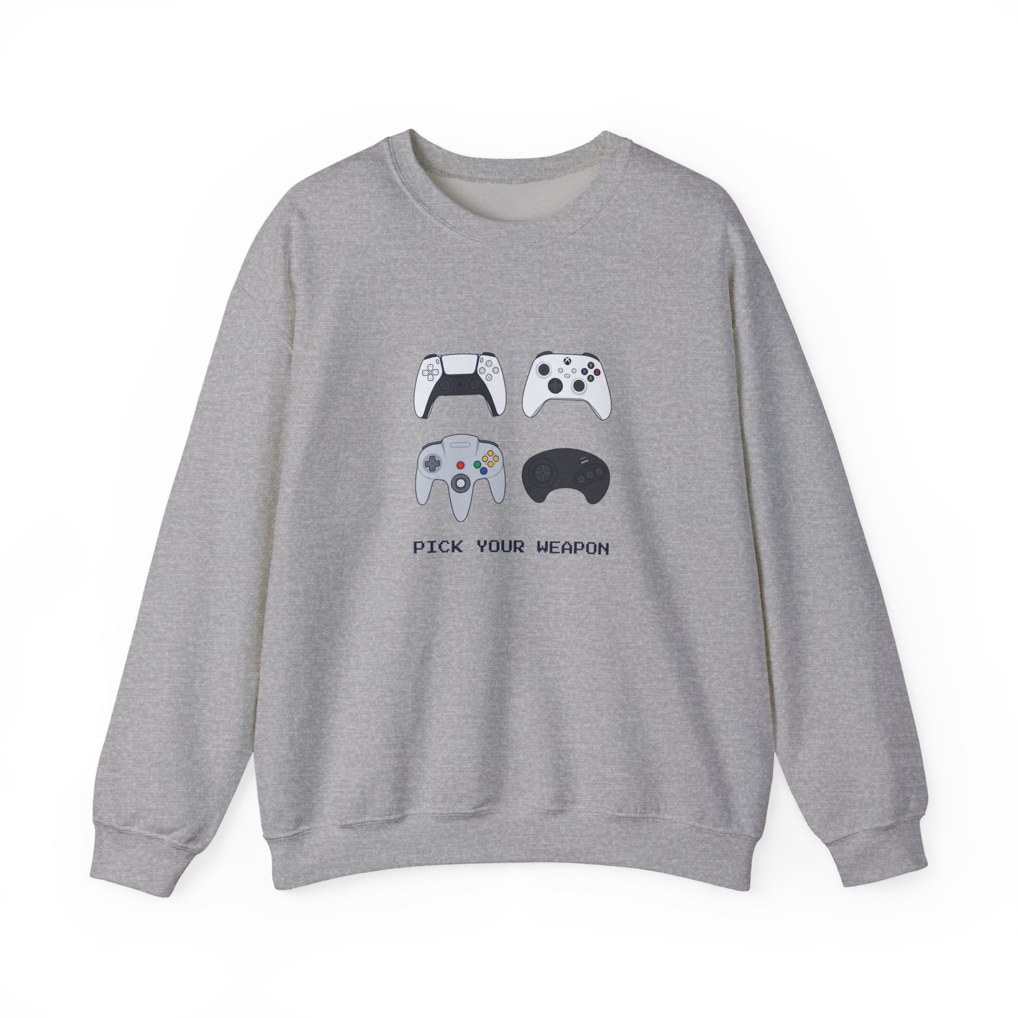 Gaming Controllers Crewneck Sweatshirt — "Pick Your Weapon" Gamer Pullover