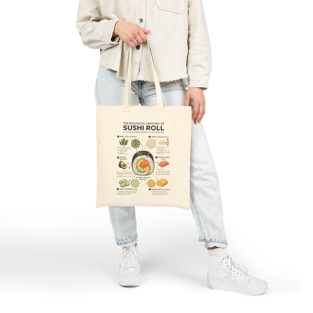 "Anatomy of a Sushi Roll" Tote bag | Foodie Streetwear Canvas Bag