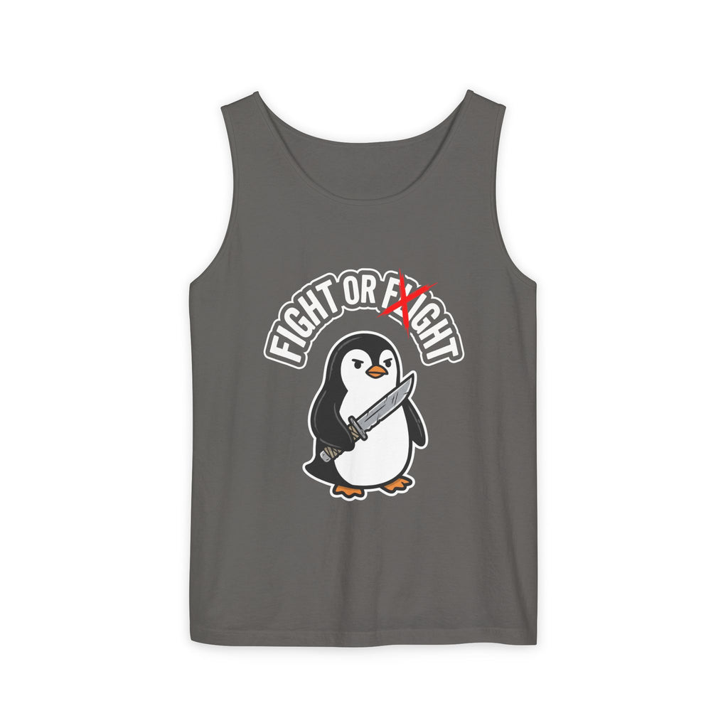 Penguin 'Fight or Flight' Tank Top – Cute Knife-Wielding Penguin Graphic Tank