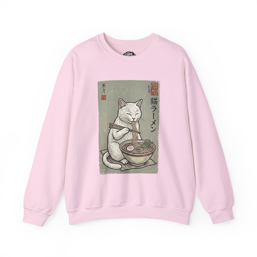 "Late Night Noodle Cat" Ukiyo-e Sweatshirt | Core Culture Japanese Tee