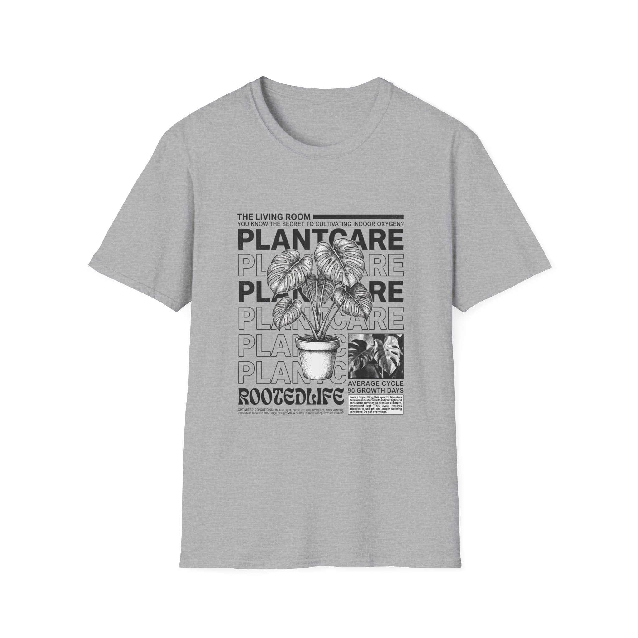 "Plant Care" Crewneck T-Shirt  — 'Magazine styled' Graphic