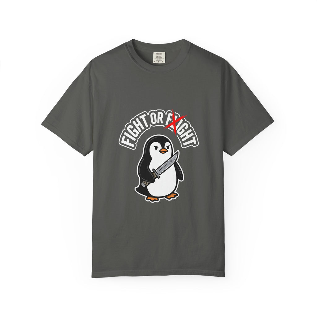 Fight or Flight Penguin T-Shirt — Cute Knife-Wielding Penguin Graphic Tee