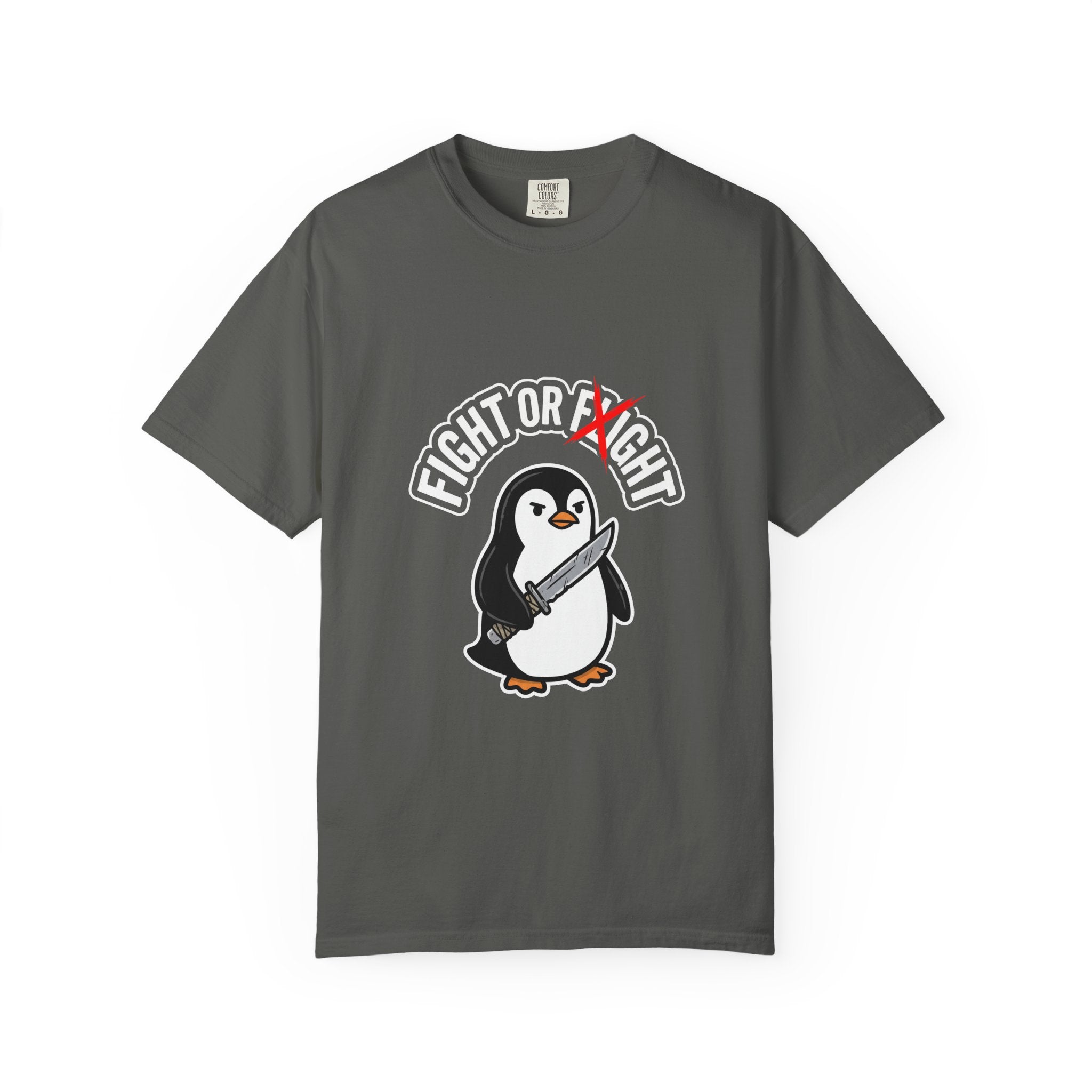 Fight or Flight Penguin T-Shirt — Cute Knife-Wielding Penguin Graphic Tee