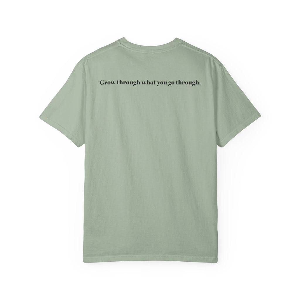 Plant Lover T-Shirt — Potted Plant Graphic with “Grow through what you go through.” Back Quote