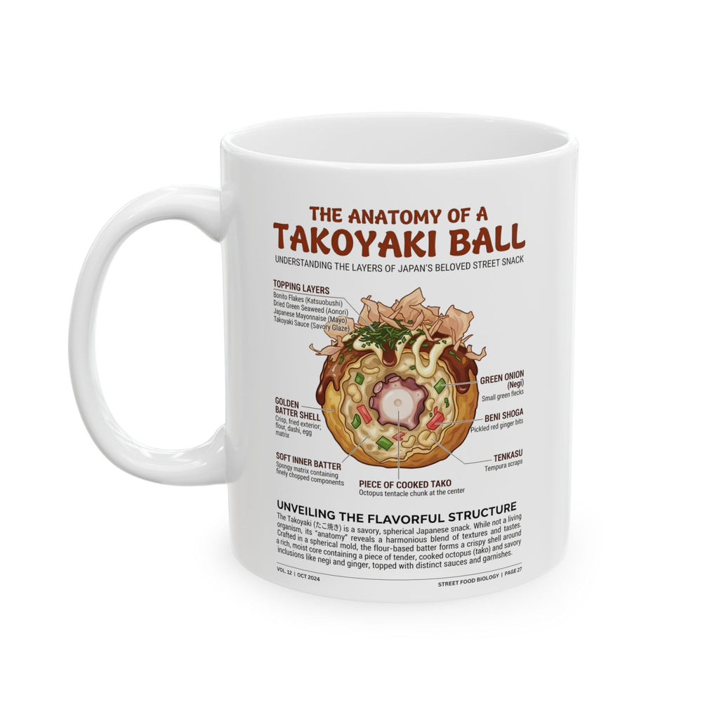 Ceramic Mug — Funny Takoyaki Recipe Illustration Coffee Cup (11oz & 15oz)