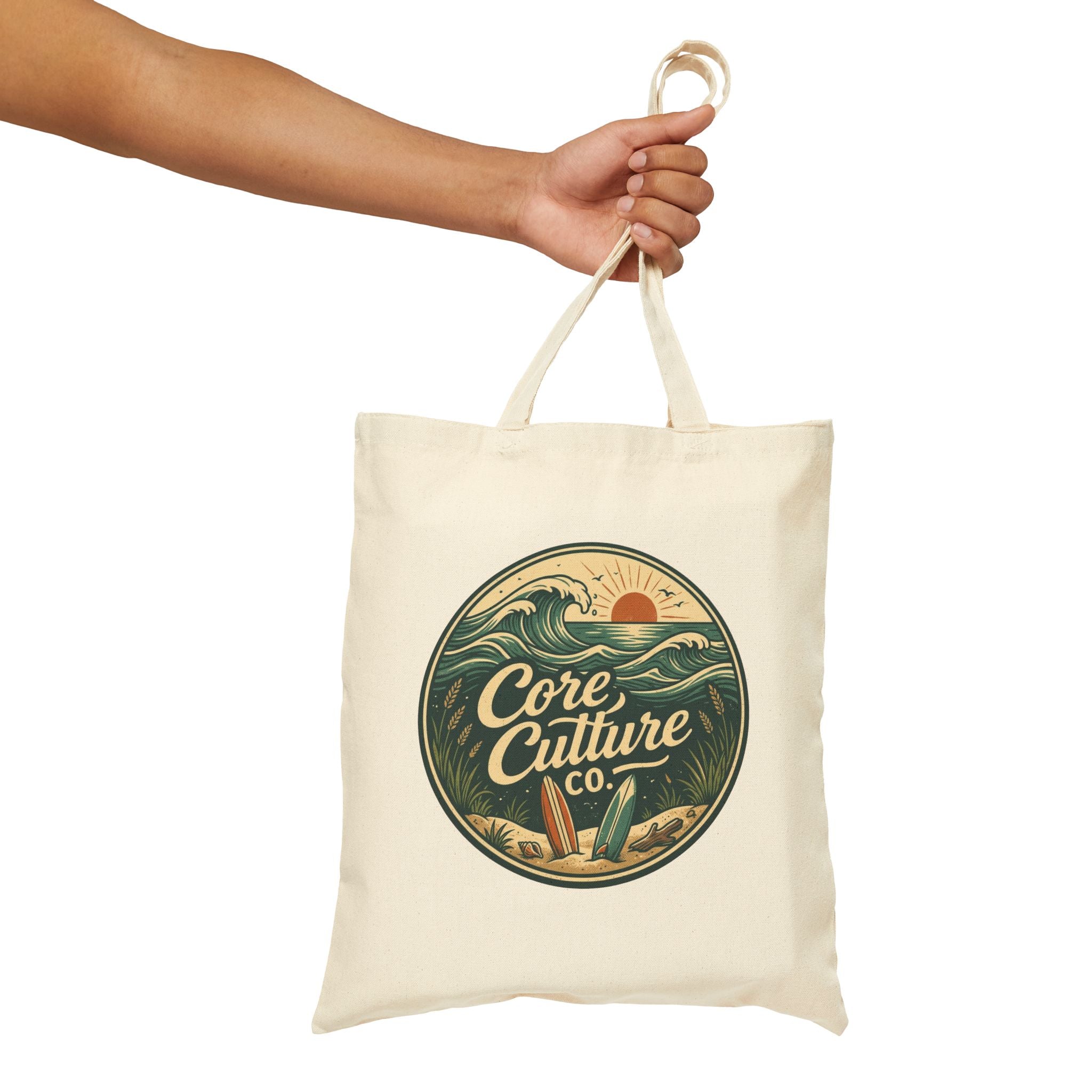 Surf Vintage Tote Bag - "Core Culture Co." Canvas Beach Market Bag