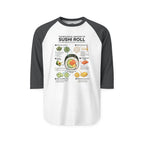"Anatomy of a Sushi Roll" Raglan Tee - Vintage Japanese Science Baseball Shirt